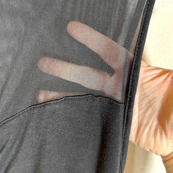 Boston Proper Black Ruched XL Dress Bodycon Sheer Collar Stretch Double Lined - Picture 4 of 11